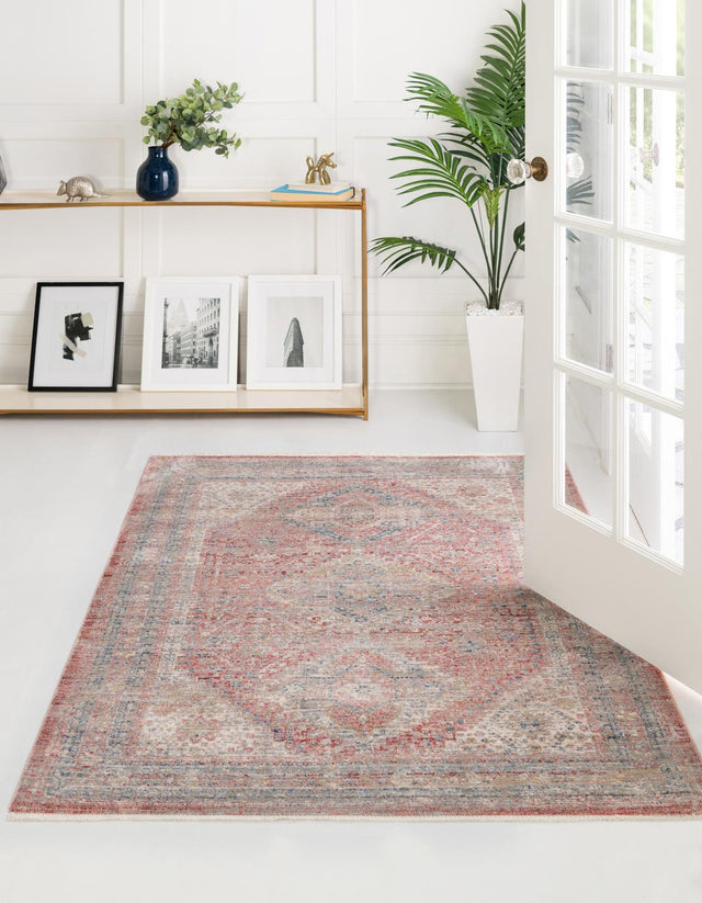 Rose Rust 9' x 11' 3 Noble Rectangle Area Rug 100% Polyester Traditional Distressed Classic Contemporary Carpet for Home Decor for Sale at Rug Engine