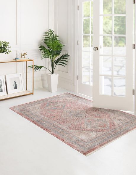Rose Rust 2' 2 x 3' 1 Noble Rectangle Area Rug 100% Polyester Traditional Distressed Classic Contemporary Carpet for Home Decor for Sale at Rug Engine
