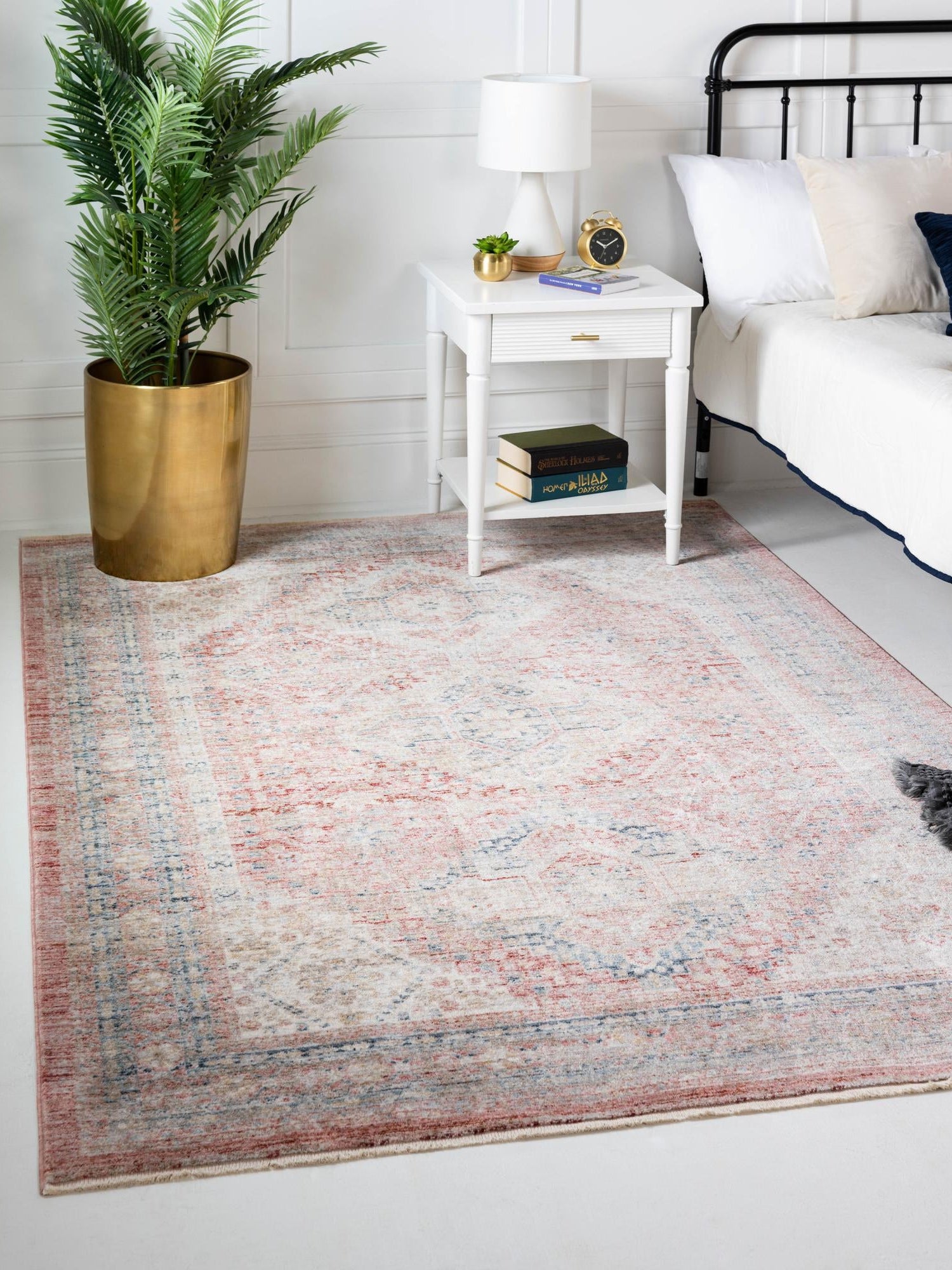 Rose Rust 3' 3 x 5' 3 Noble Rectangle Area Rug 100% Polyester Traditional Distressed Classic Contemporary Carpet for Home Decor for Sale at Rug Engine