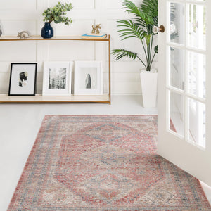 Rose Rust 2' 2 x 3' 1 Noble Rectangle Area Rug 100% Polyester Traditional Distressed Classic Contemporary Carpet for Home Decor for Sale at Rug Engine