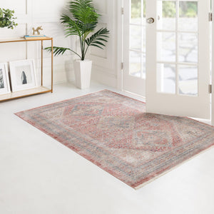 Rose Rust 2' 2 x 3' 1 Noble Rectangle Area Rug 100% Polyester Traditional Distressed Classic Contemporary Carpet for Home Decor for Sale at Rug Engine