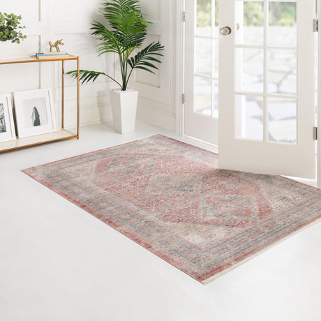 Rose Rust 2' 2 x 3' 1 Noble Rectangle Area Rug 100% Polyester Traditional Distressed Classic Contemporary Carpet for Home Decor for Sale at Rug Engine