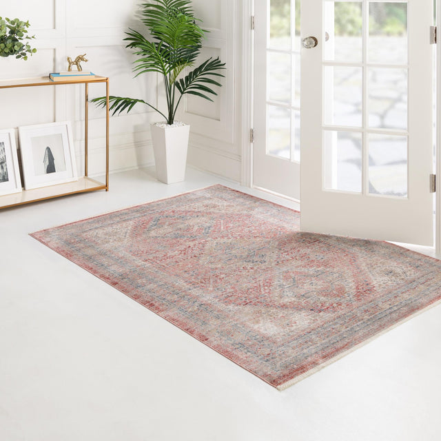Rose Rust 2' 2 x 3' 1 Noble Rectangle Area Rug 100% Polyester Traditional Distressed Classic Contemporary Carpet for Home Decor for Sale at Rug Engine