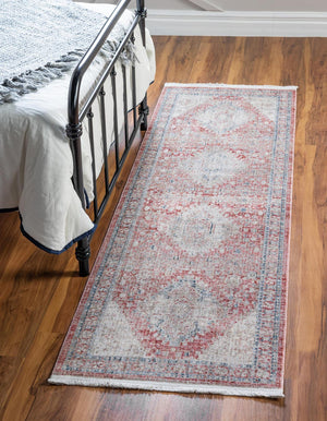 Rose Rust 2' 7 x 10' Noble Runner Area Rug 100% Polyester Traditional Distressed Classic Contemporary Carpet for Home Decor for Sale at Rug Engine