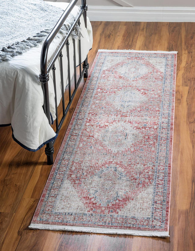 Rose Rust 2' 7 x 10' Noble Runner Area Rug 100% Polyester Traditional Distressed Classic Contemporary Carpet for Home Decor for Sale at Rug Engine