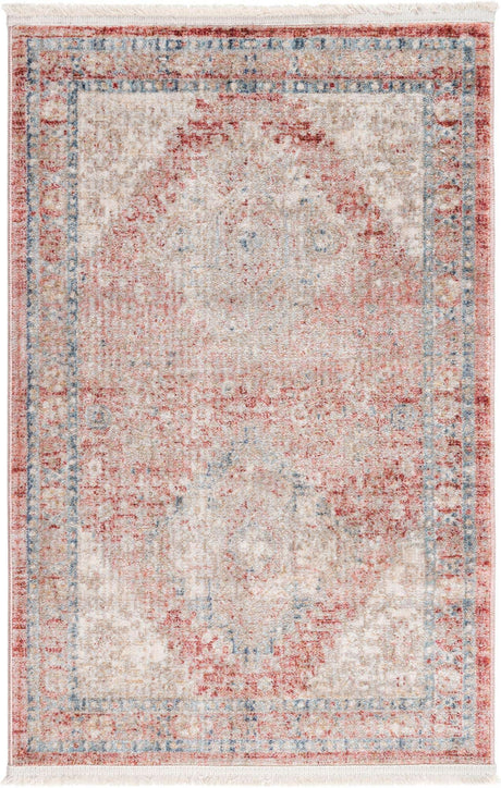 Rose Rust 2' 2 x 3' 1 Noble Rectangle Area Rug 100% Polyester Traditional Distressed Classic Contemporary Carpet for Home Decor for Sale at Rug Engine