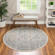 Gray 3' 10 x 3' 10 Noble Round Area Rug 100% Polyester Traditional Distressed Classic Contemporary Carpet for Home Decor for Sale at Rug Engine