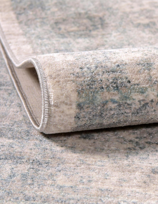 Gray 5' 1 x 5' 1 Noble Round Area Rug 100% Polyester Traditional Distressed Classic Contemporary Carpet for Home Decor for Sale at Rug Engine