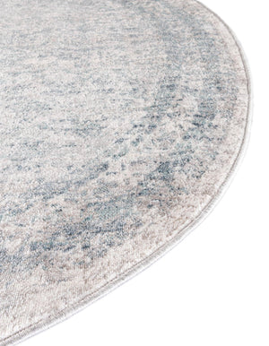 Gray 5' 1 x 5' 1 Noble Round Area Rug 100% Polyester Traditional Distressed Classic Contemporary Carpet for Home Decor for Sale at Rug Engine