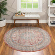 Red 6' x 6' Noble Round Area Rug 100% Polyester Traditional Distressed Classic Contemporary Carpet for Home Decor for Sale at Rug Engine