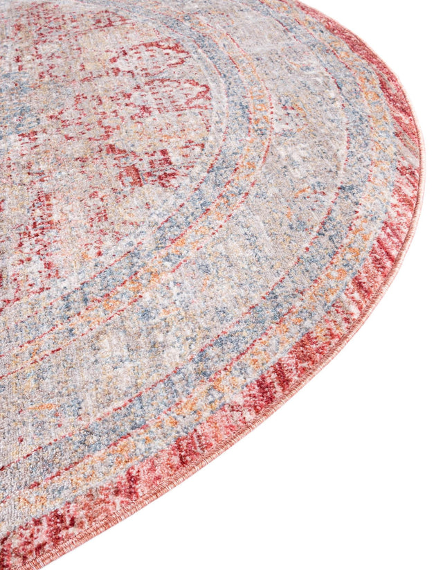 Red 3' 10 x 3' 10 Noble Round Area Rug 100% Polyester Traditional Distressed Classic Contemporary Carpet for Home Decor for Sale at Rug Engine