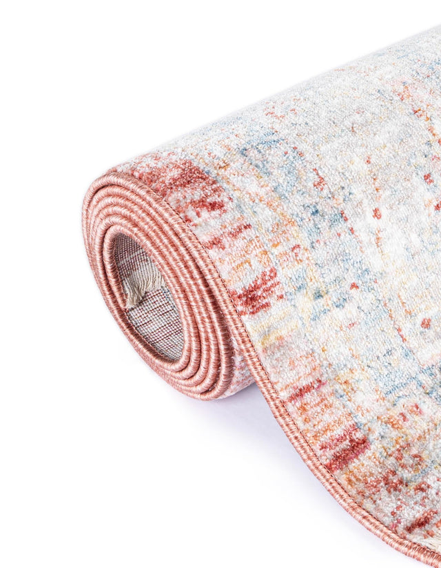 Red 3' 10 x 3' 10 Noble Round Area Rug 100% Polyester Traditional Distressed Classic Contemporary Carpet for Home Decor for Sale at Rug Engine