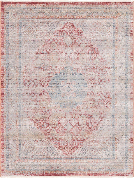 Red 4' 1 x 5' 7 Noble Rectangle Area Rug 100% Polyester Traditional Distressed Classic Contemporary Carpet for Home Decor for Sale at Rug Engine
