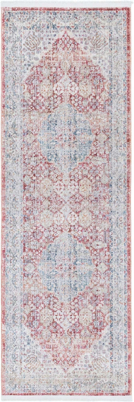 Red 2' 2 x 5' 11 Noble Runner Area Rug 100% Polyester Traditional Distressed Classic Contemporary Carpet for Home Decor for Sale at Rug Engine