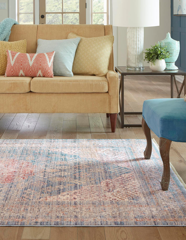 Blue 2' 2 x 3' 1 Noble Rectangle Area Rug 100% Polyester Traditional Distressed Classic Contemporary Carpet for Home Decor for Sale at Rug Engine