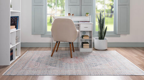 Blue 4' 1 x 5' 7 Noble Rectangle Area Rug 100% Polyester Traditional Distressed Classic Contemporary Carpet for Home Decor for Sale at Rug Engine