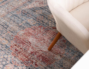 Blue 2' 2 x 3' 1 Noble Rectangle Area Rug 100% Polyester Traditional Distressed Classic Contemporary Carpet for Home Decor for Sale at Rug Engine