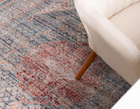 Blue 4' 1 x 5' 7 Noble Rectangle Area Rug 100% Polyester Traditional Distressed Classic Contemporary Carpet for Home Decor for Sale at Rug Engine