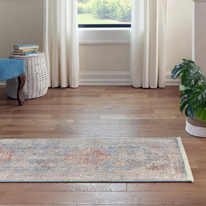 Blue 2' 2 x 5' 11 Noble Runner Area Rug 100% Polyester Traditional Distressed Classic Contemporary Carpet for Home Decor for Sale at Rug Engine