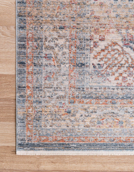 Blue 2' 7 x 10' Noble Runner Area Rug 100% Polyester Traditional Distressed Classic Contemporary Carpet for Home Decor for Sale at Rug Engine
