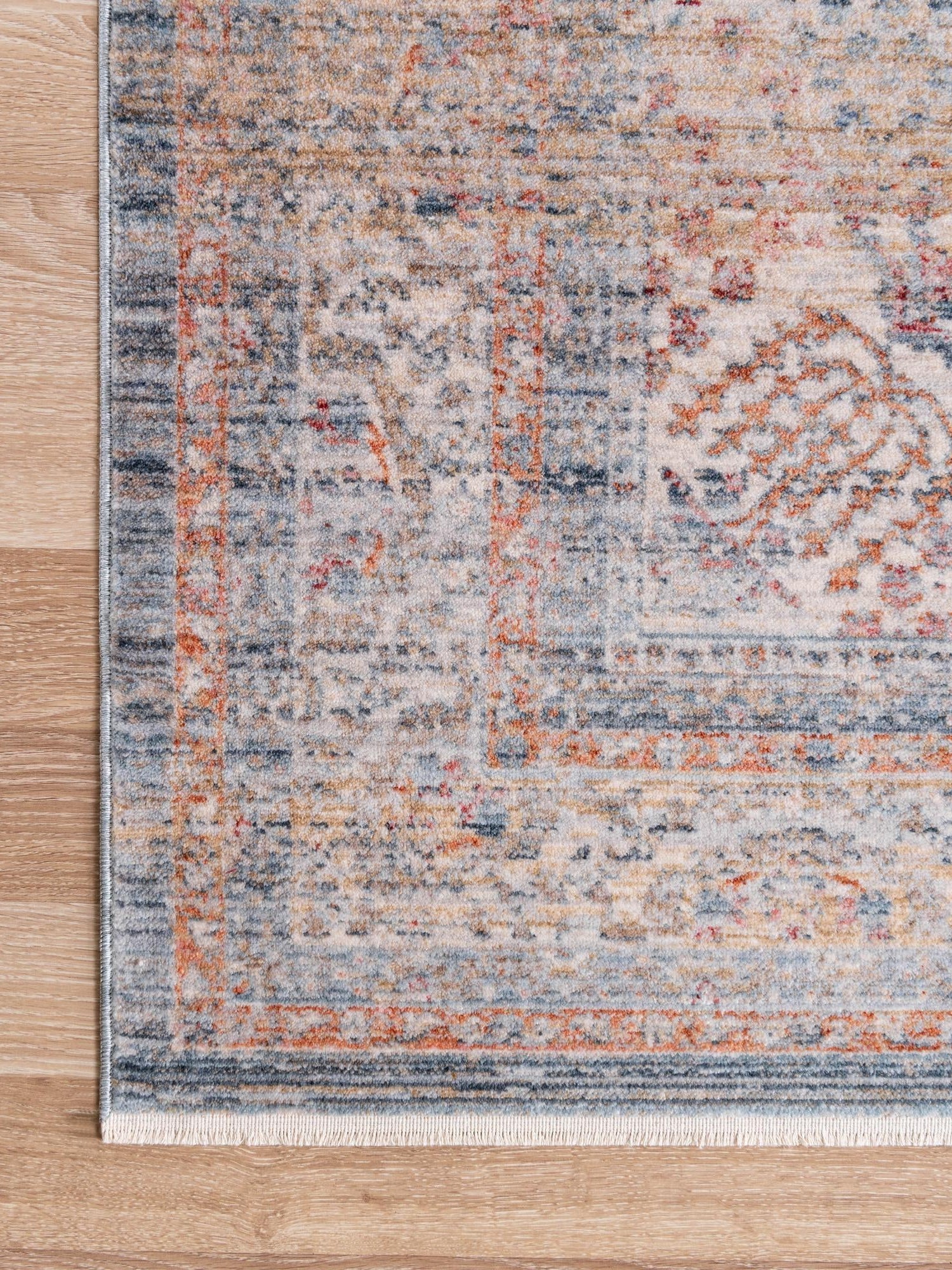 Blue 2' 2 x 5' 11 Noble Runner Area Rug 100% Polyester Traditional Distressed Classic Contemporary Carpet for Home Decor for Sale at Rug Engine