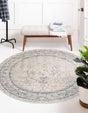 Ivory 3' 10 x 3' 10 Noble Round Area Rug 100% Polyester Traditional Distressed Classic Contemporary Carpet for Home Decor for Sale at Rug Engine
