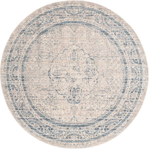 Ivory 5' 1 x 5' 1 Noble Round Area Rug 100% Polyester Traditional Distressed Classic Contemporary Carpet for Home Decor for Sale at Rug Engine