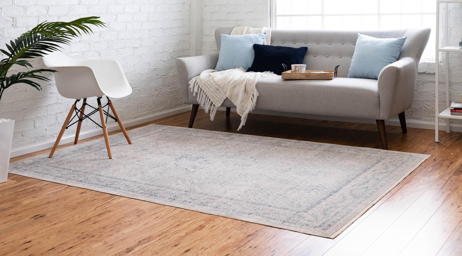 Ivory 4' 1 x 5' 7 Noble Rectangle Area Rug 100% Polyester Traditional Distressed Classic Contemporary Carpet for Home Decor for Sale at Rug Engine