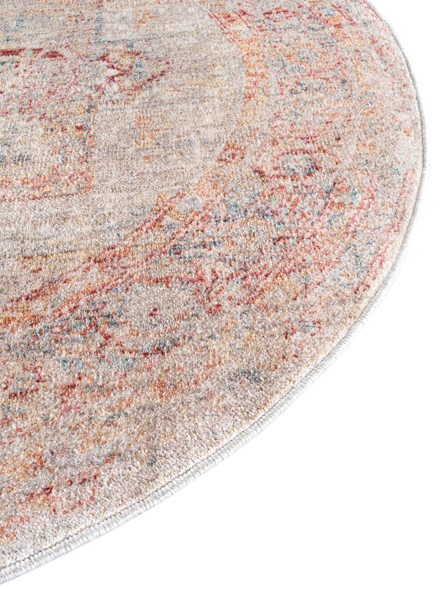 Multicolor 6' x 6' Noble Round Area Rug 100% Polyester Traditional Distressed Classic Contemporary Carpet for Home Decor for Sale at Rug Engine
