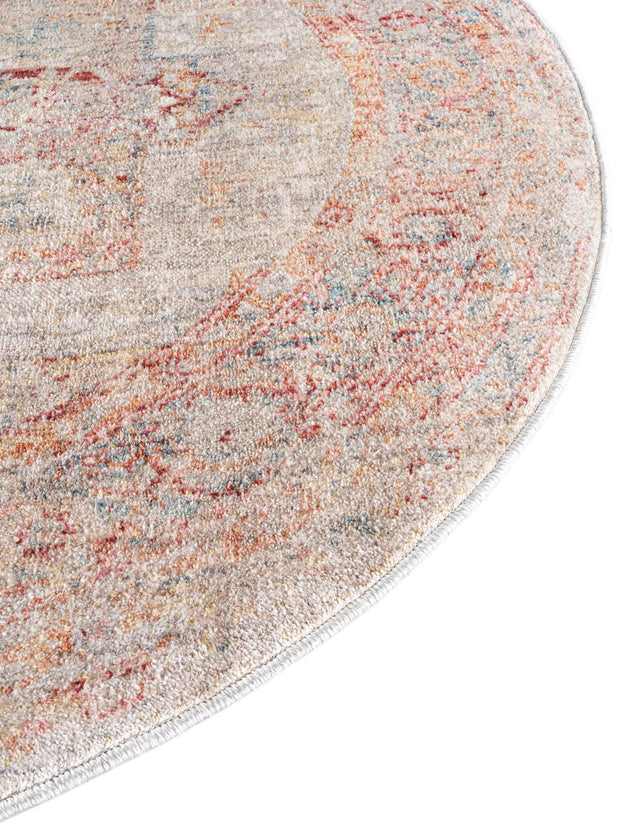 Multicolor 3' 3 x 3' 3 Noble Round Area Rug 100% Polyester Traditional Distressed Classic Contemporary Carpet for Home Decor for Sale at Rug Engine