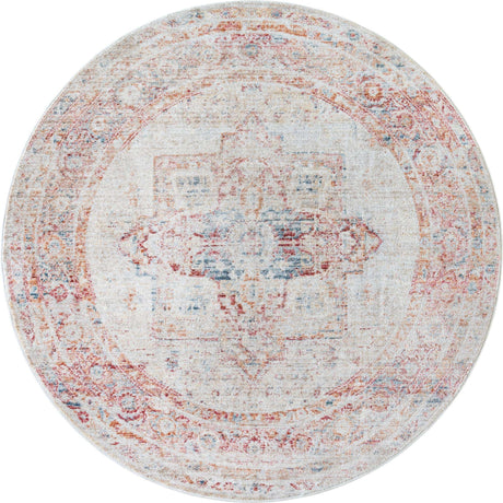 Multicolor 3' 10 x 3' 10 Noble Round Area Rug 100% Polyester Traditional Distressed Classic Contemporary Carpet for Home Decor for Sale at Rug Engine