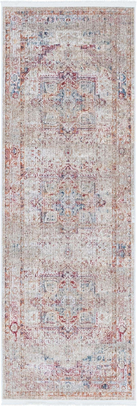 Multicolor 2' 2 x 5' 11 Noble Runner Area Rug 100% Polyester Traditional Distressed Classic Contemporary Carpet for Home Decor for Sale at Rug Engine
