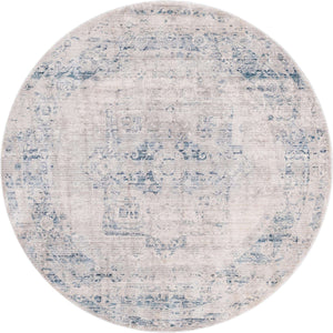 Gray 6' x 6' Noble Round Area Rug 100% Polyester Traditional Distressed Classic Contemporary Carpet for Home Decor for Sale at Rug Engine