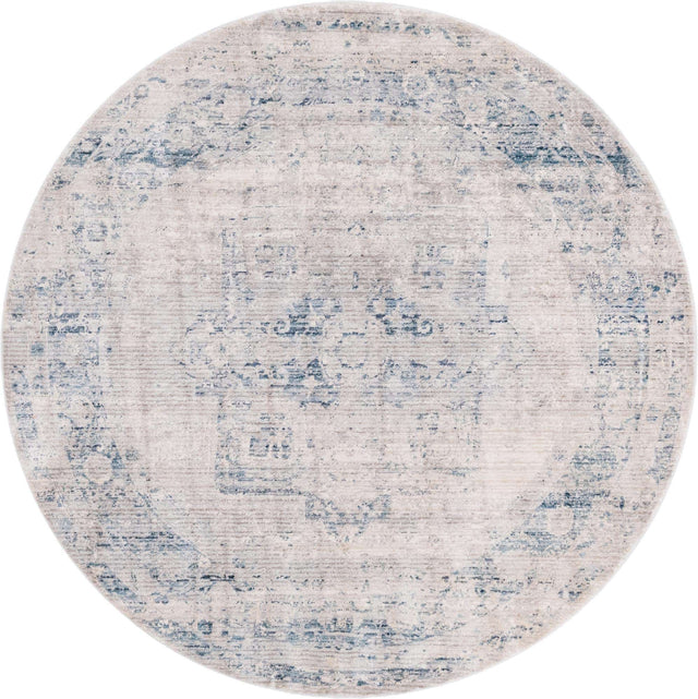 Gray 6' x 6' Noble Round Area Rug 100% Polyester Traditional Distressed Classic Contemporary Carpet for Home Decor for Sale at Rug Engine