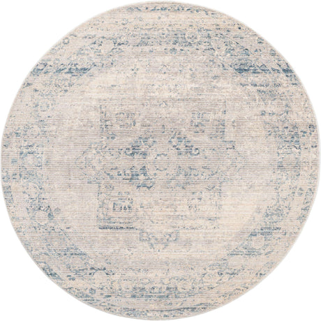 Gray 5' 1 x 5' 1 Noble Round Area Rug 100% Polyester Traditional Distressed Classic Contemporary Carpet for Home Decor for Sale at Rug Engine