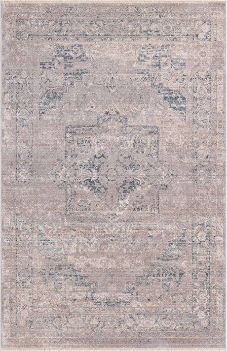 Gray 5' 1 x 7' 10 Noble Rectangle Area Rug 100% Polyester Traditional Distressed Classic Contemporary Carpet for Home Decor for Sale at Rug Engine