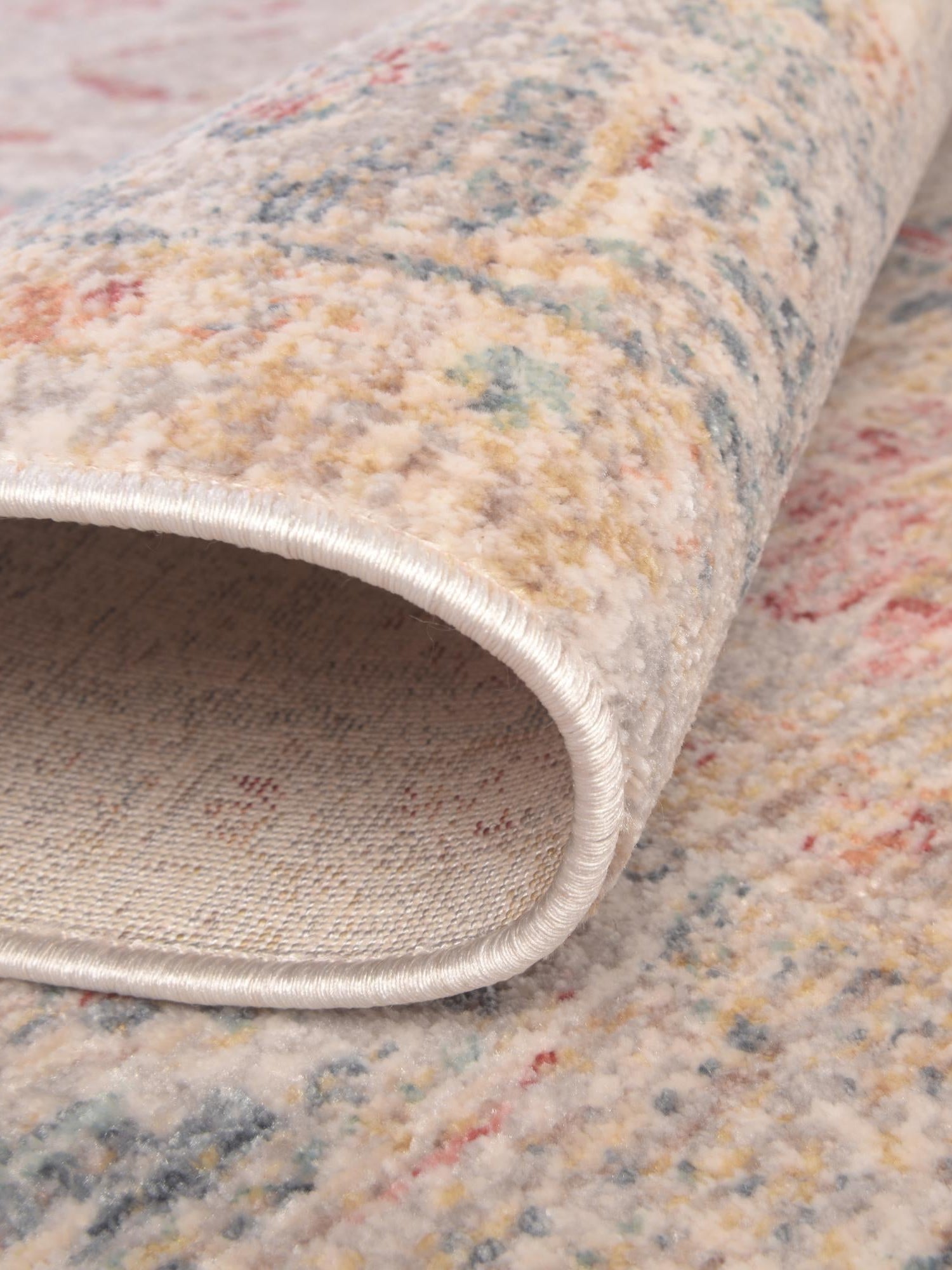 Ivory 5' 1 x 5' 1 Noble Round Area Rug 100% Polyester Traditional Distressed Classic Contemporary Carpet for Home Decor for Sale at Rug Engine