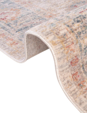 Ivory 5' 1 x 5' 1 Noble Round Area Rug 100% Polyester Traditional Distressed Classic Contemporary Carpet for Home Decor for Sale at Rug Engine