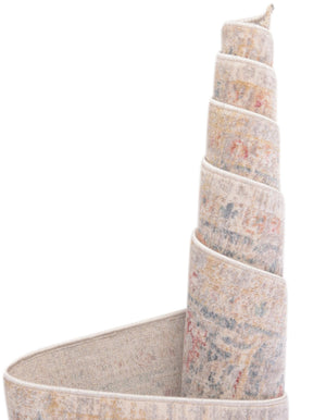 Ivory 3' 10 x 3' 10 Noble Round Area Rug 100% Polyester Traditional Distressed Classic Contemporary Carpet for Home Decor for Sale at Rug Engine