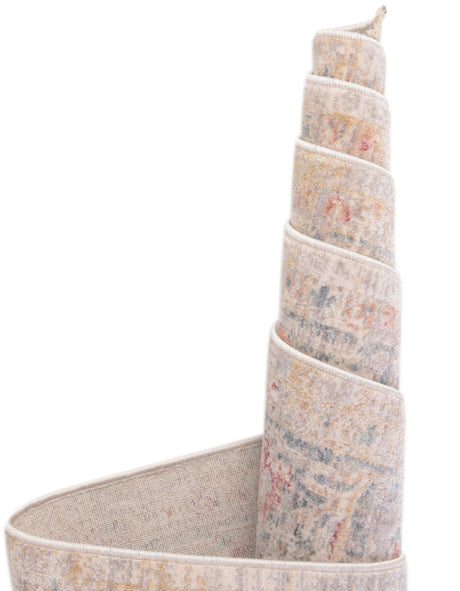 Ivory 3' 10 x 3' 10 Noble Round Area Rug 100% Polyester Traditional Distressed Classic Contemporary Carpet for Home Decor for Sale at Rug Engine