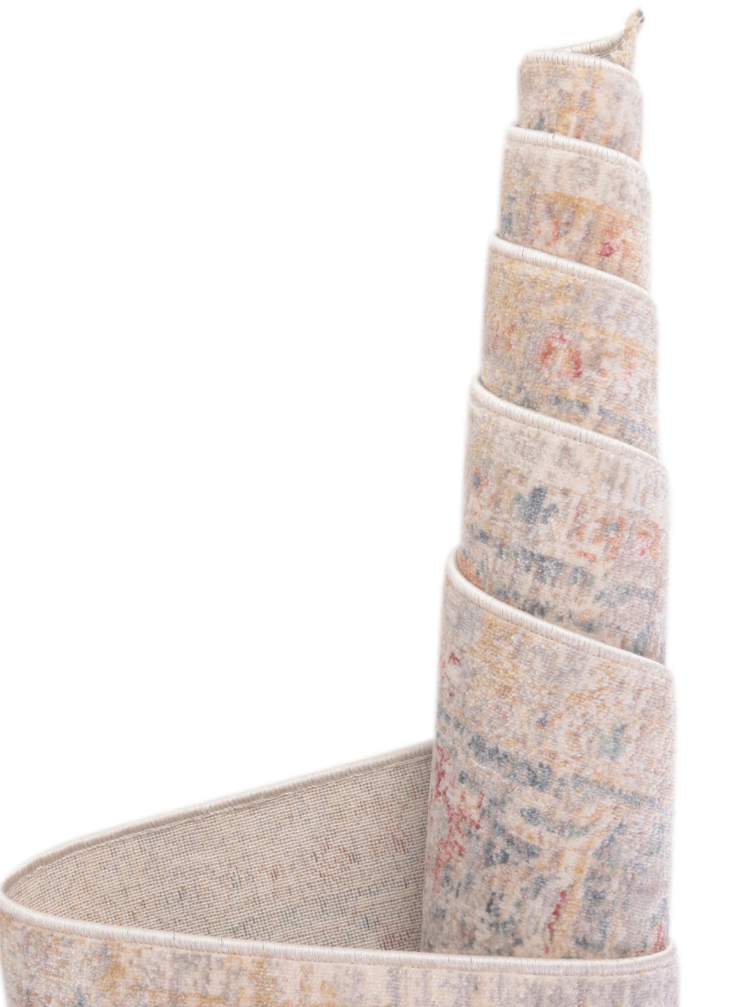 Ivory 5' 1 x 5' 1 Noble Round Area Rug 100% Polyester Traditional Distressed Classic Contemporary Carpet for Home Decor for Sale at Rug Engine