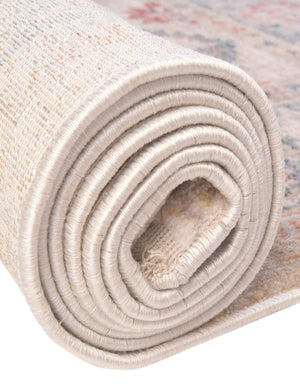 Ivory 5' 1 x 5' 1 Noble Round Area Rug 100% Polyester Traditional Distressed Classic Contemporary Carpet for Home Decor for Sale at Rug Engine