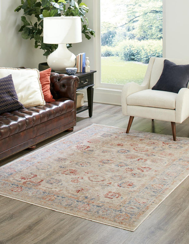 Ivory 5' 1 x 7' 10 Noble Rectangle Area Rug 100% Polyester Traditional Distressed Classic Contemporary Carpet for Home Decor for Sale at Rug Engine