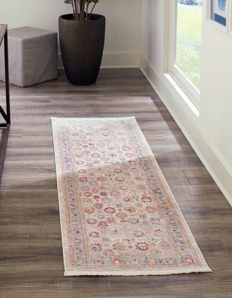 Ivory 2' 7 x 10' Noble Runner Area Rug 100% Polyester Traditional Distressed Classic Contemporary Carpet for Home Decor for Sale at Rug Engine