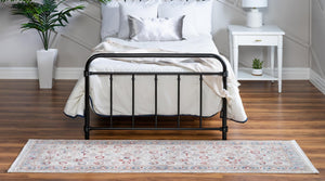 Ivory 2' 7 x 10' Noble Runner Area Rug 100% Polyester Traditional Distressed Classic Contemporary Carpet for Home Decor for Sale at Rug Engine