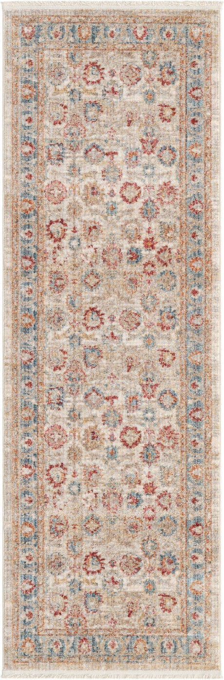 Ivory 2' 2 x 5' 11 Noble Runner Area Rug 100% Polyester Traditional Distressed Classic Contemporary Carpet for Home Decor for Sale at Rug Engine