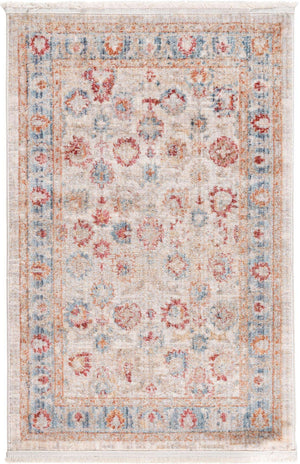 Ivory 2' 2 x 3' 1 Noble Rectangle Area Rug 100% Polyester Traditional Distressed Classic Contemporary Carpet for Home Decor for Sale at Rug Engine