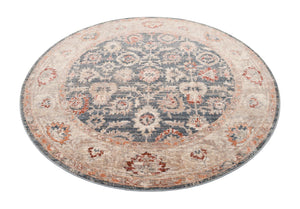 Blue 6' x 6' Noble Round Area Rug 100% Polyester Traditional Distressed Classic Contemporary Carpet for Home Decor for Sale at Rug Engine