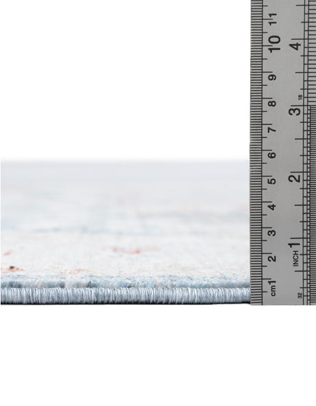 Blue 5' 1 x 5' 1 Noble Round Area Rug 100% Polyester Traditional Distressed Classic Contemporary Carpet for Home Decor for Sale at Rug Engine