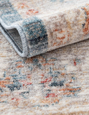 Blue 5' 1 x 5' 1 Noble Round Area Rug 100% Polyester Traditional Distressed Classic Contemporary Carpet for Home Decor for Sale at Rug Engine